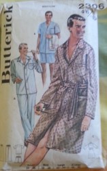 2306 BUTTERICK MR SLEEP COAT, PAJAMAS LENGTHS 50S PATTERN SM, MD, LG
